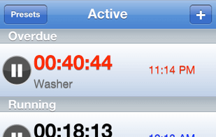 Active timers, sorted by time and grouped by state