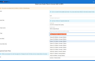 VBR Bit Rate Listing