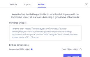 Embed code of your recorded process guides