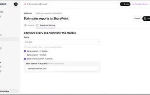 Securely ingest files via a brandable upload portal or email, and share links with configurable security settings like one-time use and timed expiration.