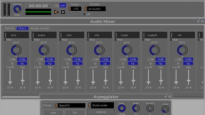 V 0.9..30 on ubuntu
Audio Mixer and Arpeggiator Screen 