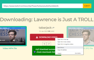 in process of downloading twitch video clip