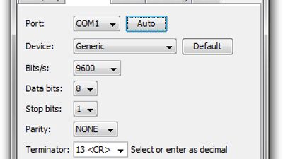 Interface settings. Automatic port detection helps you find the port your device is connected to.