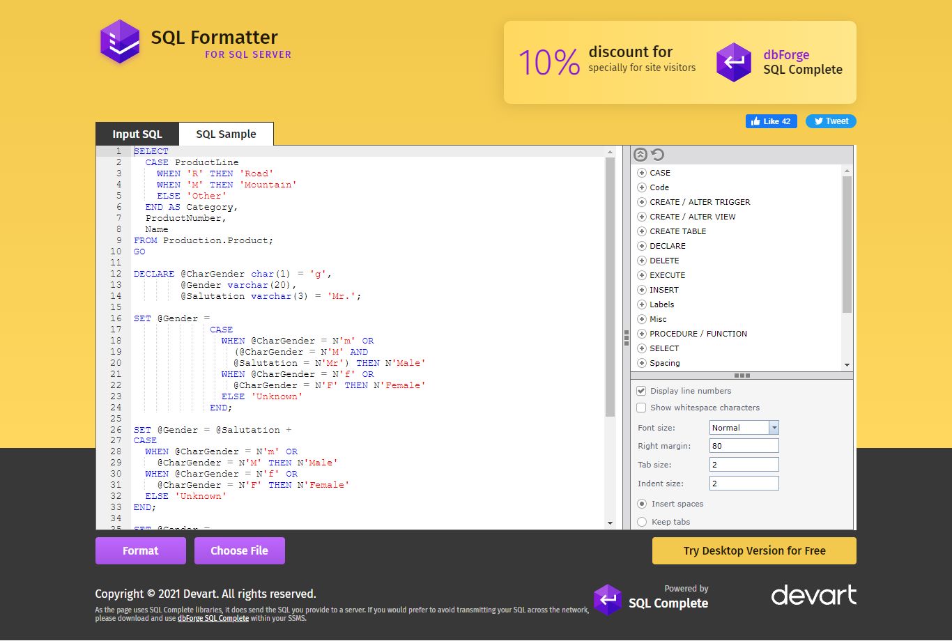 SQL Formatter for SQL Server: Free online SQL Formatter for SQL Server ...