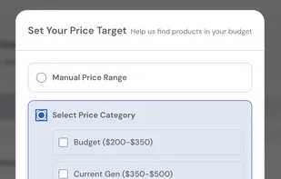 Price selection modal