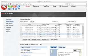 Live visitor monitoring with proactive chat.