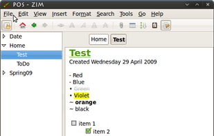 Formatting options available