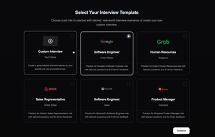 App Interview Template Selection