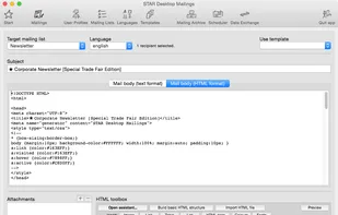 Prepare an e-mail newsletter (text and HTML format supported).