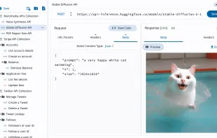 Application main screen, showing a query that returns an image.