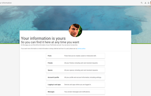 'Your information' page, where all data of the account is collected.