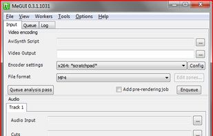First screen when launched. This is where you select your inputs and configure encoding settings.