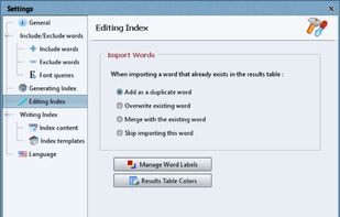 Editing index settings