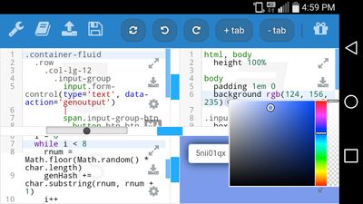 kodeWeave running on an Android Phone