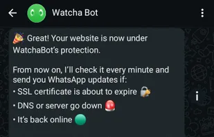 A notification example by Watch Bot