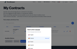 TermKeeper letter generation