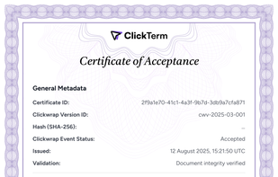 Certificate of acceptance