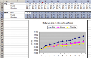 Chart after using the error bar function