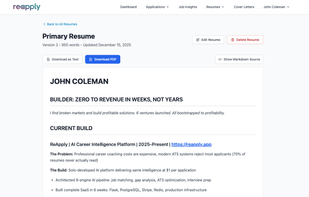Custom resume generated and tailored for the specific role, ATS-optimized