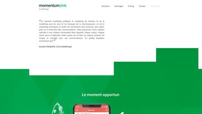 Landing page of Momentum.link.
