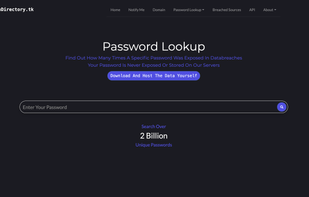 Password lookup page to find out how many times a specific password was leaked.