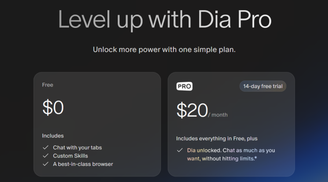 Dia Browser launches a $20/Month Pro plan for unlimited AI usage image
