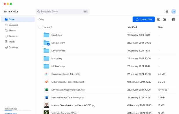 Internxt Drive screenshot 1