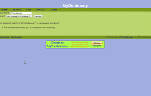 The default search page for MyVocabtionary 1.0.1