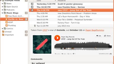 Play SoundCloud music in Liferea.