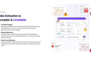 The Problem:
Web Extraction is
Complex & Unreliable