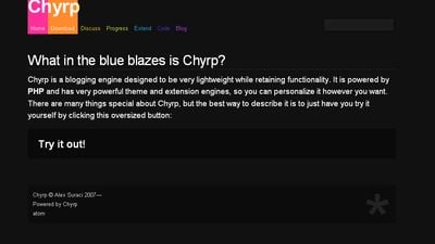 Chyrps Website, using Chyrp as a backend