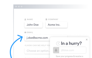 Save & Continue Later: Saved progress functionality, compatible with any form builder / provider • Form abandonment software — Insiteful.co
