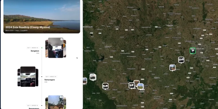 Ente adds interactive Trip layout with map and timeline for photo albums image