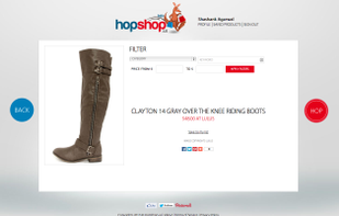 Product on hopshop.us. Clicking "Hop" shows a new product at random.