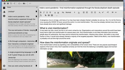 Blogly with light theme enabled on a Mac