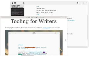 Live Preview
See what your work looks like in real time. Is that your battery draining? Yes, and the Markdown it’s powering never looked so good.
A separate window allows for focusing on your writing or reading. From blogging to novel writing, ThiefMD helps your words look good ??
Once you like what you see, export with ease to ePub, DocX, PDF, and more.