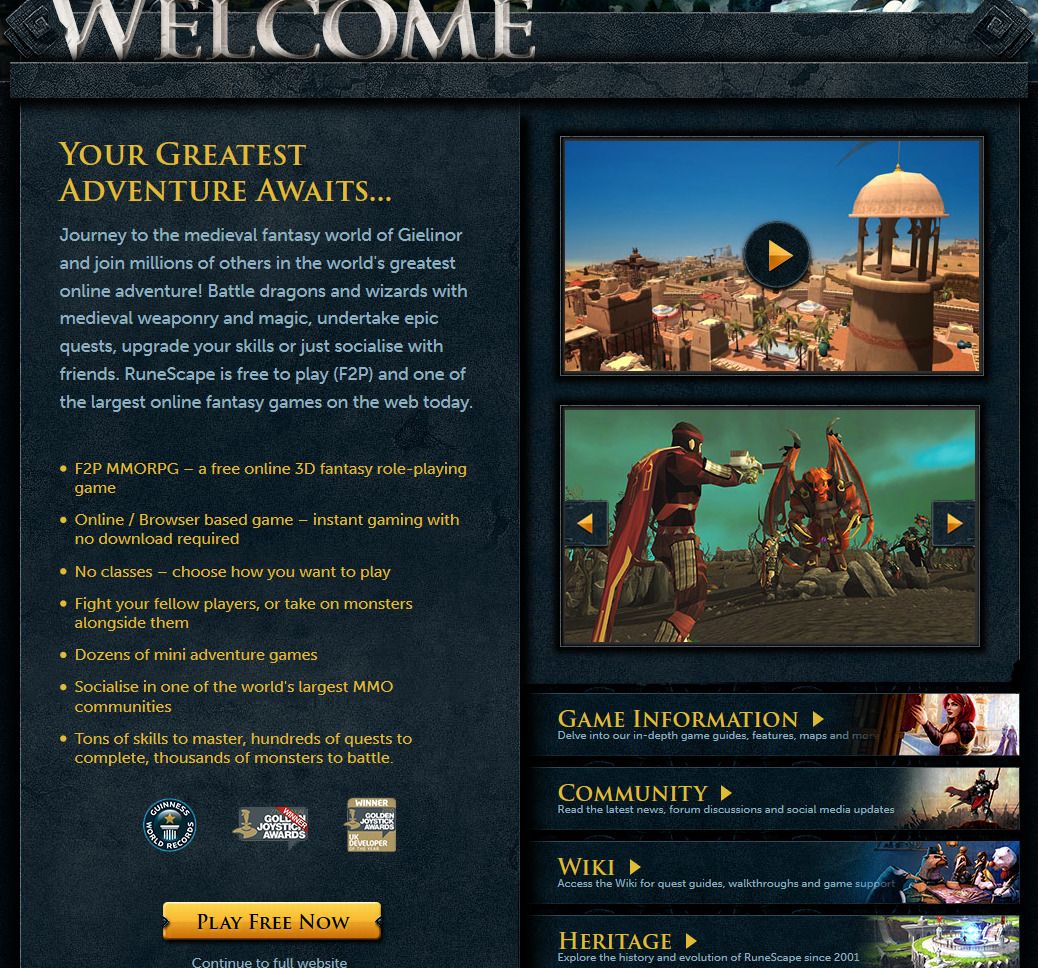 The Free MMORPG - RuneScape - Online Fantasy RPG