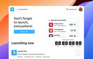 Launch List home page