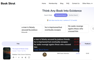 Search Results and Strut Scores at Book Strut