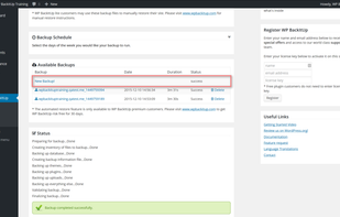 WPBackItUp screenshot 2