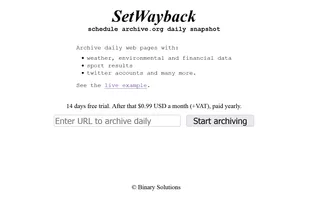SetWayback.com screenshot 1