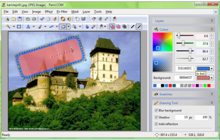 Note the semitransparent rounded rectangle with control handles