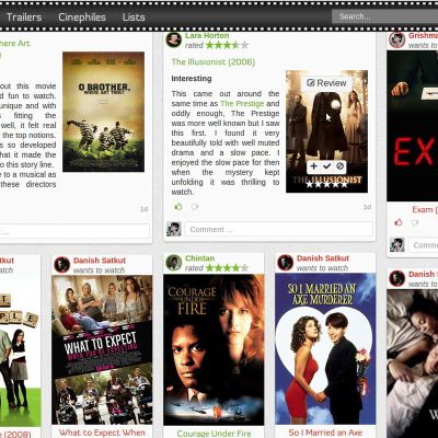 Home page: Find out what your friends and filmbuffs you follow are watching