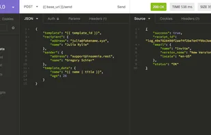 Specify URL, payload, headers, and authorization all in one place. Then just hit send.