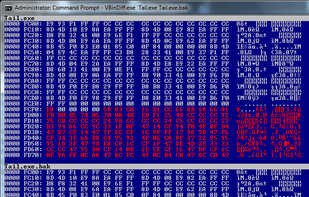 An example of binary file comparison with some changes.