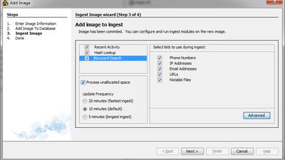 Ingest Modules analyze the disk image contents