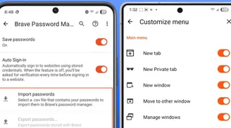 Brave for Android introduces CSV password import and menu customization image