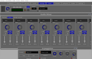 V 0.9..30 on ubuntu
Audio Mixer and Arpeggiator Screen