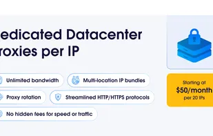 Unlimited bandwidth for large data volumes, the largest selection of locations, free geo-targeting and proxy rotation - all in Self-Service.