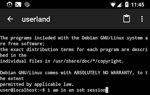 UserLAnd screenshot 1